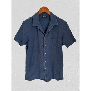 Balibaris 100% Cotton Shirt Polo Button-Up Washed Blue Short Sleeve